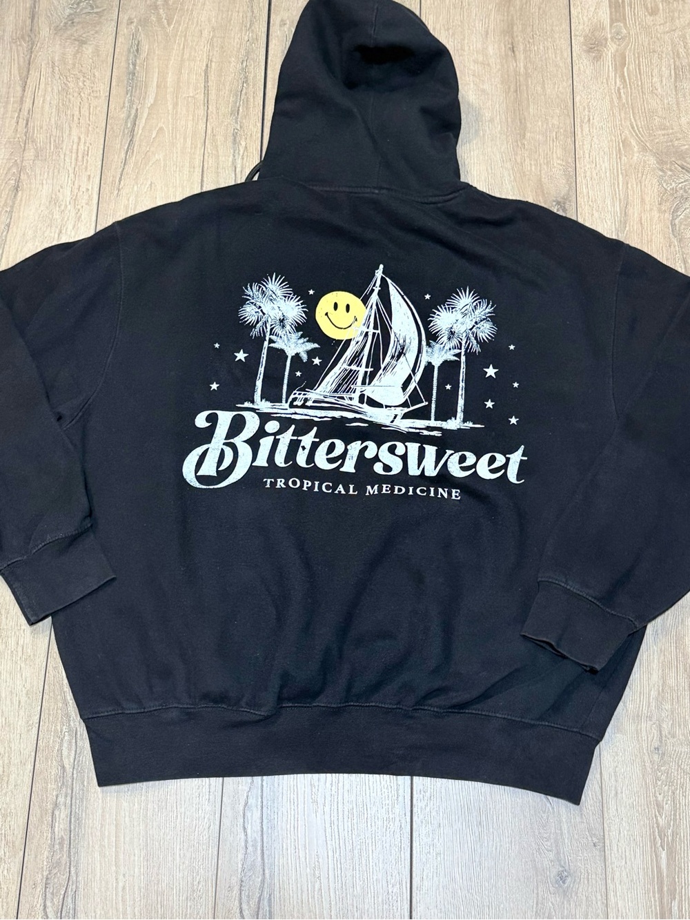 Bittersweet Tropical Medicine Graphic Hoodie Black Sailboat XL - Picture 5 of 13